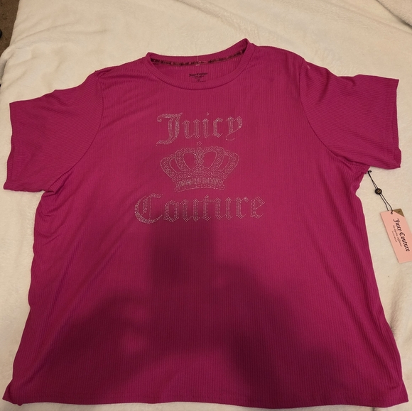 Juicy Couture Other - Juicy Couture Hot Pink Rhinestone Logo Tee